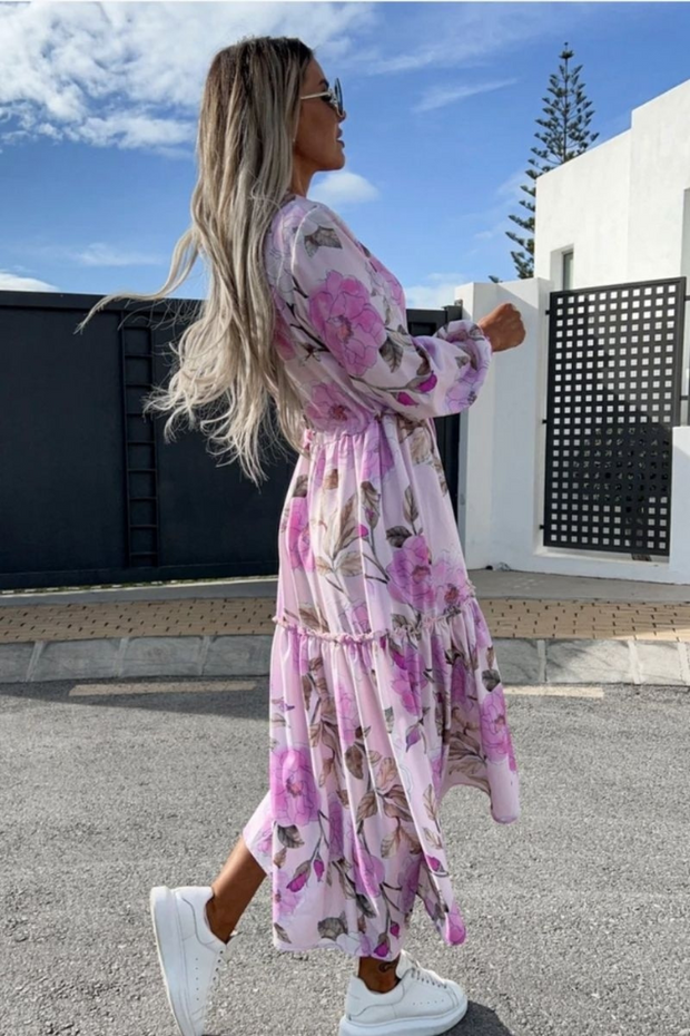 Lilac floral maxi clearance dress